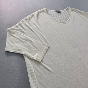 Phase Eight Cream Pointelle Knit Top Size 12 3/4 Sleeve Boho Coastal